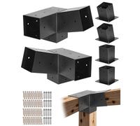 Connecteurs de poteaux VEVOR, fixations obliques à 3 voies pour poutres en bois 92x92 mm, pack de 2 fixations pour pergolas avec 2 socles de poteaux & 2 socles de montage mural, pour pergolas, pavillo