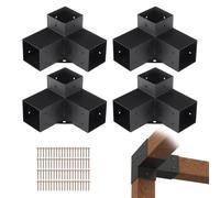 VEVOR Kit Supports de Pergola 4x4 po 10x10 cm Support de Poteau Bois de Menuiserie 4 Supports d'Angle à 3 Voies Base de Poutres Quincaillerie Bricolage pour Tonnelles, Pergolas de Terrasse, Cabanes
