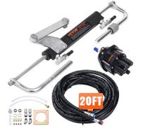VEVOR Kit système direction hydraulique hors-bord, 90 CV, avec pompe à barre, cylindre de verrouillage bidirectionnel et tuyau de direction hydraulique marin pour bateaux monomoteurs à station unique
