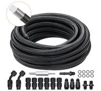 VEVOR Kit Tuyau d'Essence 6AN Durite Essence Ø 12 mm Longueur 7,62 m Tressée en PTFE et Inox Conduite de Carburant Gasoil avec 15 Adaptateurs Raccords Pivotants pour Moteur Voitures Motos Tracteurs