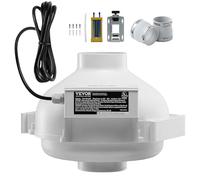VEVOR Kit Ventilateur d'Atténuation de Radon, 98-89 mm, Ventilateur de Conduit en Ligne Étanche Silencieux 260 CFM avec 2 Coupleurs, Indicateur de Pression, pour Ventilation Intérieure et Extérieure