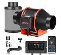 VEVOR Kit Ventilateur de Gaine à Flux Mixte avec Filtre à Charbon 349 m³/h, Extracteur d'air en Ligne 101,6 mm pour Tente de Culture, 10 Vitesses, Moteur EC, Contrôle App, Contrôleur PWM, Minuterie