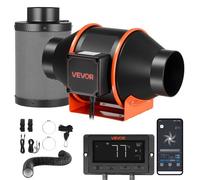 VEVOR Kit Ventilateur de Gaine à Flux Mixte avec Filtre à Charbon 349 m³/h , Extracteur d'Air en Ligne 101,6 mm pour Tente de Culture, 10 Vitesses, Moteur EC, Contrôle App, Contrôleur PWM, Minuterie