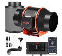 VEVOR Kit Ventilateur de Gaine à Flux Mixte avec Filtre à Charbon 683 m³/h , Extracteur d'Air en Ligne 152,4 mm pour Tente de Culture, 10 Vitesses, Moteur EC, Contrôleur PWM, Contrôle App, Minuterie