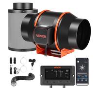 VEVOR Kit Ventilateur de Gaine à Flux Mixte avec Filtre à Charbon 683 m³/h, Extracteur d'air en Ligne 152,4 mm pour Tente de Culture, 10 Vitesses, Moteur EC, Contrôleur PWM, Contrôle App, Minuterie