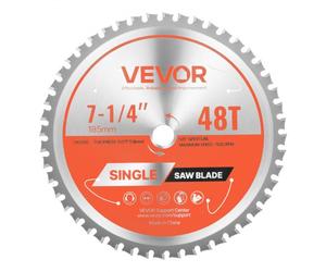 VEVOR Lame de scie circulaire Ø 185 mm lame de coupe pour scie circulaire, 48 dents alliage tranchantes, arbre 15,875 mm, finition soignée, avec évents de chauffage antibruit, pour couper acier et alu