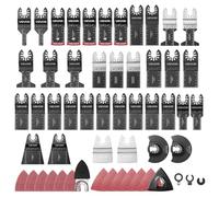 VEVOR Lame Scie Oscillante Lot de 160 Lame Outil Multifonction en Bimétal, pour Outil Oscillant, Bois, Plastique, Métal Tendre, avec 36 Lames, 2 Grattoirs, 2 Patins de Ponçage, 120 Papiers Abrasifs