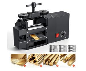 VEVOR Laminoir Électrique de Bijoutier 4 en 1 Épaisseur Réglable 0,03-7 mm, Machine à Laminer pour Plaques et Fils Ronds, Carrés, Demi-Ronds, Laminage Régulier pour Or, Argent, Cuivre, Métaux Ductiles