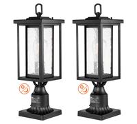 VEVOR Lampadaire extérieur, lot de 2, luminaires étanches 450 mm, avec base de montage sur pilier 9 cm, abat-jour verre, éclairage anti-foudre crépuscule à l'aube pour patio, jardin, allée, terrasse