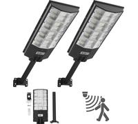 VEVOR Lampadaire solaire 450000LM, lampe de rue 8000W, lampe solaire avec capteur crépusculaire, projecteur LED avec détecteur de mouvement, éclairage extérieur étanche IP67, pour allée et cour, lot d