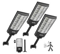 VEVOR Lampadaire solaire 450000LM, lampe de rue 8000W, lampe solaire avec capteur crépusculaire, projecteur LED avec détecteur de mouvement, éclairage extérieur étanche IP67, pour allée et cour, lot d