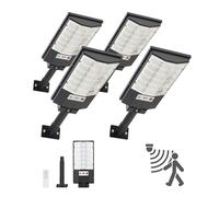 VEVOR Lampadaire Solaire Extérieur 500 W Projecteur LED Solaire 50000 lm pour Jardin Cour Garage, avec Détecteur de Mouvement et Télécommande, Éclairage du Crépuscule à l'Aube, Étanche IP65, Lot de 4