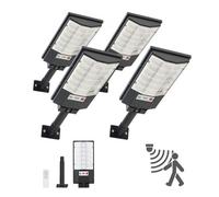 VEVOR Lampadaire Solaire Extérieur 500 W Projecteur LED Solaire 50000 lm pour Jardin Cour Garage, avec Détecteur de Mouvement et Télécommande, Éclairage du Crépuscule à l'Aube, Étanche IP65, Lot de 4