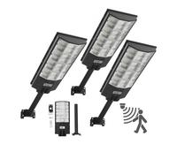 VEVOR Lampadaire Solaire Extérieur 8000 W Projecteur LED Solaire 450000 lm pour Parking Jardin Cour, avec Télécommande, Détecteur de Mouvement, Éclairage du Crépuscule à l'Aube, Étanche IP65, Lot de 3