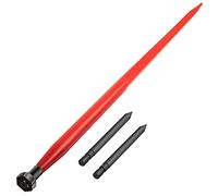 VEVOR Lance à foin, 125 cm, pique de botte de foin, capacité de 1360 kg, pointe à balle à fixation rapide, carrée de 4,5 cm de large, fourche à balle à revêtement rouge, avec 2 lances stabilisatrices
