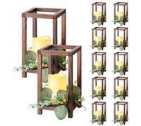 VEVOR Lanterne de Mariage Bois Avec Bougies LED Sans Flamme Couronnes Fleur Marron 12PCS Marron