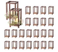 VEVOR Lanterne de Mariage en Bois, Lot de 24, Lanterne Décorative sans Bougie, Rustique Style Ferme en Bois de Cèdre et Plastique, pour Centre de Table de Mariage, Fête, Décoration d'Intérieur, Marron
