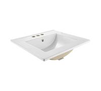 VEVOR Lavabo de salle de bain semi-encastré, vasque rectangulaire en céramique blanche 510 x 465 mm avec trop-plein et 3 trous de robinet, évier moderne à encastrer, pour petit espace, maison et hôtel