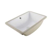 VEVOR Lavabo de salle de bain sous plan, 460 x 330 mm, vasque rectangulaire en céramique blanche avec trou de trop-plein, évier moderne à encastrer sous le comptoir, pour petit espace, maison et hôtel