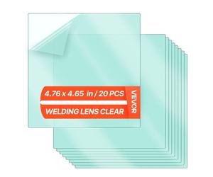 VEVOR Lentille de Protection Extérieure pour Casque de Soudage, 20 PCS, Verre de Protection Transparent 121 x 118 mm Compatible avec Casques de Soudage à Obscurcissement Automatique VEVOR CRIUS/METIS