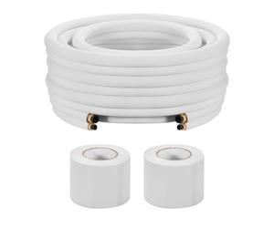 VEVOR Liaison Frigorifique Tuyau en Cuivre Mini-split 9,5 mm 15,9 mm Diamètre Extérieur, 30,5 m Longueur, Bobine Isolée PE Blanc Épais 9,5 mm avec Écrous, Ruban Fixation, pour Mini Climatiseurs Split