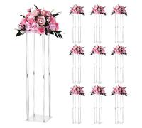 VEVOR Support Fleur Mariage Colonne Lot de 10 Support Fleur Centre de Table Mariage Acrylique 80 cm Présentoir Floral pour Fêtes, Anniversaires, Déco Intérieure, Pieds Cylindre Panneaux Transparents