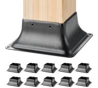 VEVOR Lot de 10 Support de Poteau Bois 4''x4'' 102x102 mm Base de Poteau Interne 91,4x91,4 mm en Acier au Carbone pour Ancrage de Poteau Bois Standard de Rambarde, Main Courante de Terrasse, Porche