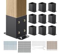VEVOR Lot de 10 Support de Poteau Bois 4''x4'' 102x102 mm Base de Poteaux Interne 91x91 mm Acier au Carbone Revêtement en Poudre Ancrage de Poteau pour Support Garde-corps Terrasse, Pavillon, Noir Mat