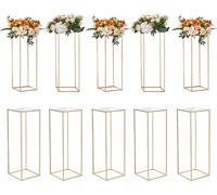 VEVOR Lot de 10 tabourets à fleurs Angulaire 28x28x80cm Porte-fleurs Fer Table d'appoint Moderne Colonne à fleurs Or-Galvanisé Tabouret à plantes Porte-plantes en métal pour décoration de bars Hôtels