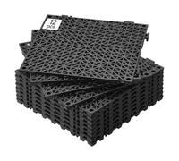 VEVOR Lot de 12 Dalles de Jardin Piscine 30x30x1,5 cm Noir Dalle Clipsable Ajourée Antidérapante en PVC Drainage Rapide Revêtements de Sol Extérieur Intérieur pour Terrasse Cuisine Spa Salle de Bain