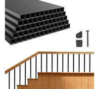 VEVOR - Lot de 125 balustres 19 x 19 x 661 mm, balustres d'escalier en alliage d'aluminium, balustres avec raccords et vis, balustres de terrasse pour terrasses, vérandas et rampes d'escalier, noir