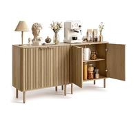 VEVOR Lot de 2 Buffets de Cuisine, Meuble de Rangement à 2 Compartiments, Portes Cannelées Style Rétro, Étagère Réglable et Amovible, pour Salle à Manger, Coin Café, Salon, 80x37,5x80 cm (par Unité)