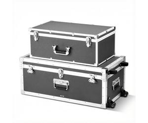 VEVOR Lot de 2 Caisses de Transport, Coffre de Rangement à Roulettes avec 3 Poignées Métalliques, Valises pour Déménagement, Voyage, Stockage d'Outils, Cadre en Métal et Cadenas à Combinaison, Grises