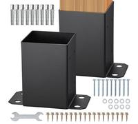 VEVOR Lot de 2 Support de Poteau Bois 4''x4'' 102x102 mm Base de Poteaux Interne 91x91 mm Acier au Carbone Revêtement en Poudre Ancrage de Poteau pour Support Garde-corps Terrasse, Pavillon, Noir Mat