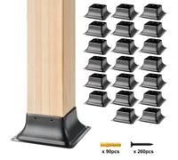 VEVOR Lot de 20 Support de Poteau Bois 4''x4'' 102x102 mm Base de Poteau Interne 91,4x91,4 mm en Acier au Carbone pour Ancrage de Poteau Bois Standard de Rambarde, Main Courante de Terrasse, Porche
