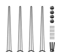 VEVOR Lot de 4 Pieds de Table en épingle à Cheveux, Noir, capacité de 99,8 kg chacun, Pieds de Bureau en épingle à Cheveux, 3 tiges pour Banc, Bureau, Salle à Manger, chaises en Acier au Carbone,
