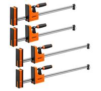 VEVOR Serre-joints à Barre 4 PCS Ouverture 60,96 cm et 78,7 cm Force 500 kg, 2 Modes Pince/Écarteur, Patins en Caoutchouc, Poignée Ergonomique, Barre en Acier au Carbone, pour Travaux du Bois et Métal