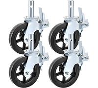 VEVOR Lot de 4 roulettes pivotantes en polyuréthane, noyau en fer de 20,3 cm, roulettes de guidon avec double frein de blocage, pieds réglables, capacité de charge de 500 kg par roue