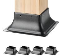 VEVOR Lot de 4 Support de Poteau Bois 4''x4'' 102x102 mm Base de Poteau Interne 91,4x91,4 mm en Acier au Carbone pour Ancrage de Poteau Bois Standard de Rambarde, Main Courante de Terrasse, Porche