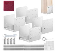VEVOR Lot de 4 Support de Poteau Bois 8"x 8" 203x203 mm Base d'Ancrage de Poteaux en Acier Inoxydable Taille Interne 185x198 mm pour Rambarde, Main Courante, Balustrade de Terrasse, Porche, Pavillon