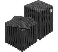 VEVOR Lot de 50 Dalles de Jardin Piscine 30x30x1,5 cm Noir Dalle Clipsable Ajourée Antidérapante en PVC Drainage Rapide Revêtements de Sol Extérieur Intérieur pour Terrasse Cuisine Spa Salle de Bain