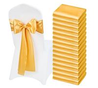 VEVOR Lot de 50 nœuds de chaise en satin doré, 17,8 x 274 cm, pour décoration de mariage, cérémonie, baby shower, banquet