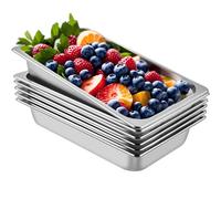 VEVOR Lot de 6 poêles de table à vapeur, 53,2 x 32,3 x 9,9 cm, poêle de table à vapeur profonde, pleine taille, 13 l, récipient alimentaire profond, plaque de four en acier inoxydable, poêles d'hôtel,