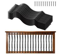 VEVOR, lot de 61 balustres 25,4 x 70 x 820 mm, balustres d'escalier en acier galvanisé, balustres de finition avec vis, design ondulé élégant pour terrasses, vérandas et rampes d'escalier, noir