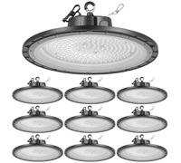 VEVOR Luminaire Haute Baie Lot de 10 Éclairage Industriel LED 5000 K 200 W 30000 lm Étanchéité IP65 Tension 100-277 V Lampe Industrielle Suspension pour Entrepôts Ateliers Usines Salles de Sport, Noir