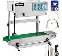 VEVOR machine à sceller verticale continue, 220 V machine à sceller, 0-12 m / min machine à sceller plastique commercial scelle les sacs, FR-900 machine à sceller le film, 1-300 ℃