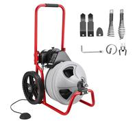 VEVOR, machine de nettoyage de canalisations, diamètre 9,5 mm x 22 m, spirale de nettoyage à alimentation manuelle, équipée de 6 outils de coupe et d'un interrupteur au pied pneumatique, pour nettoyer