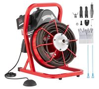 VEVOR Machine de nettoyage de tuyaux 75 pieds x 1/2 pouce, spirale d'égout à alimentation manuelle, machine électrique de nettoyage de tuyaux 370 W avec 4 coupeurs et pédale deactivée par l'air