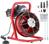 VEVOR Furet Déboucheur Canalisation Électrique 23 m x 10,5 mm Furet Électrique Alimentation Manuelle Machine de Débouchage pour Canalisations Tuyaux 50-100 mm, avec 4 Coupeurs, Interrupteur au Pied