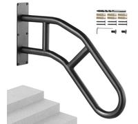 VEVOR Main courante d'escalier pour marches extérieures, 737 mm, rampe de sécurité murales U pour 1-3 marches, finition noire mate, rampe d'escalier pour personnes âgées, femmes enceintes, handicapées